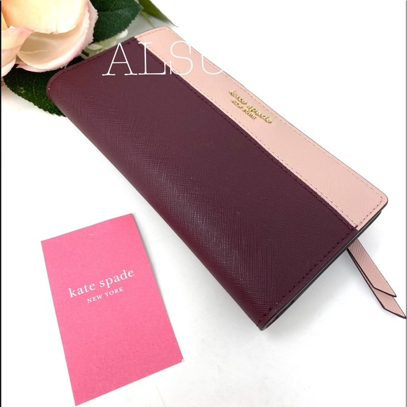 Kate♠️Spade Cameron Slip Bifolder Wallet R/Maroon - Picture 4 of 6